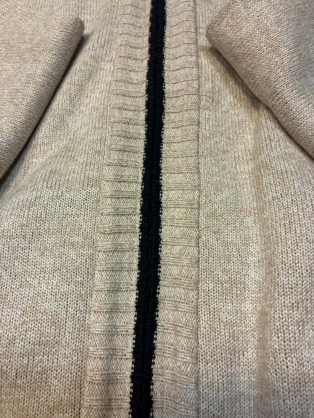 Yeokou Men's Beige Full Zip Stand Collar Knit Cardigan Sweater